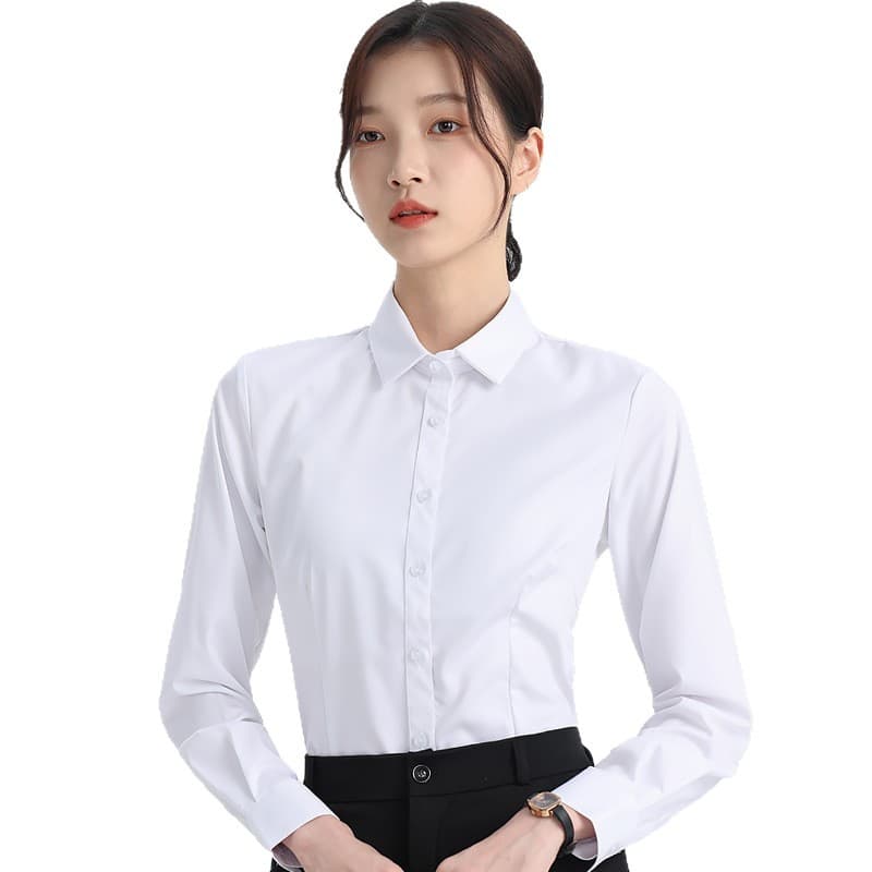 Shirt, autumn long-sleeve, classic suit jacket for work, Korean style, slim fit 5