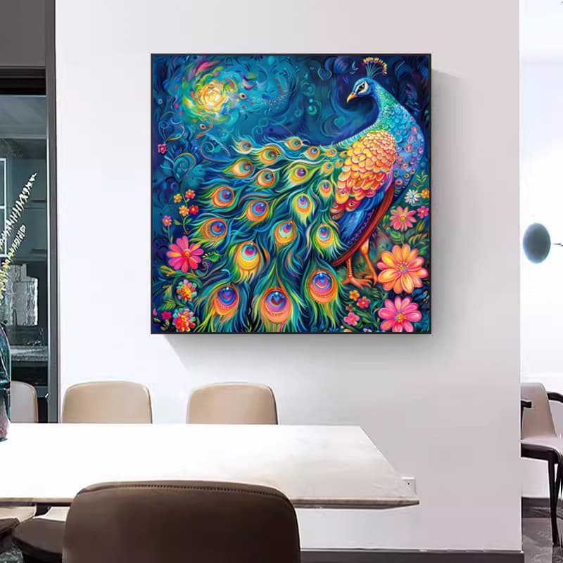 Animal Diy Diamond Painting Elegant Peacock and Flowers Point Diamond 5D Embroidery Cross Stitch Kit Amazon Hot Sale 2
