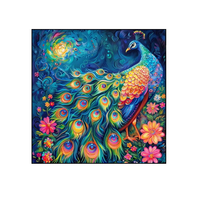 Animal Diy Diamond Painting Elegant Peacock and Flowers Point Diamond 5D Embroidery Cross Stitch Kit Amazon Hot Sale 5