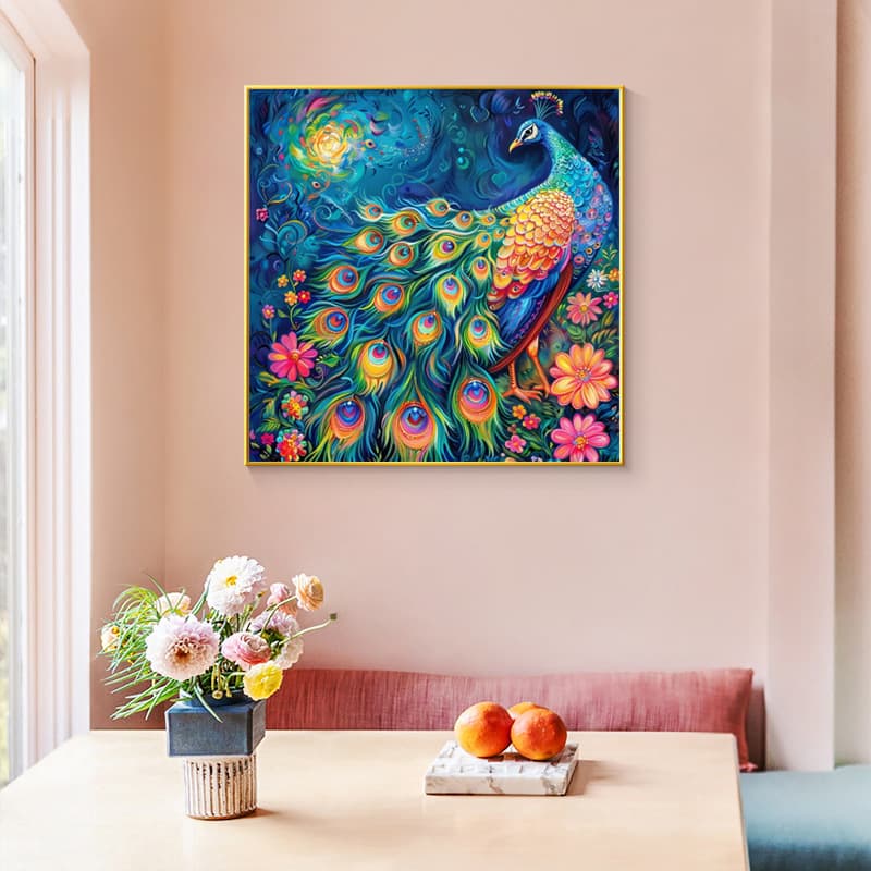 Animal Diy Diamond Painting Elegant Peacock and Flowers Point Diamond 5D Embroidery Cross Stitch Kit Amazon Hot Sale 1