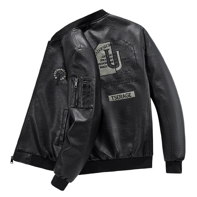 2024 new men's leather jacket new versatile youth handsome leather jacket large size motorcycle jacket leather jacket men's 5