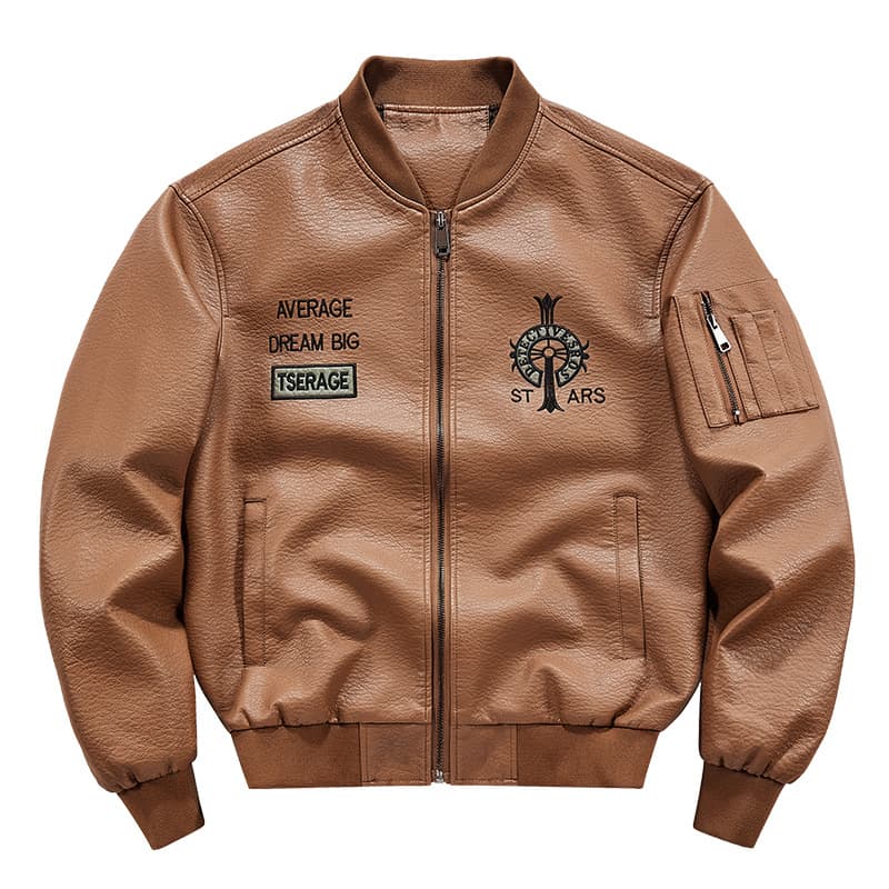 2024 new men's leather jacket new versatile youth handsome leather jacket large size motorcycle jacket leather jacket men's 1