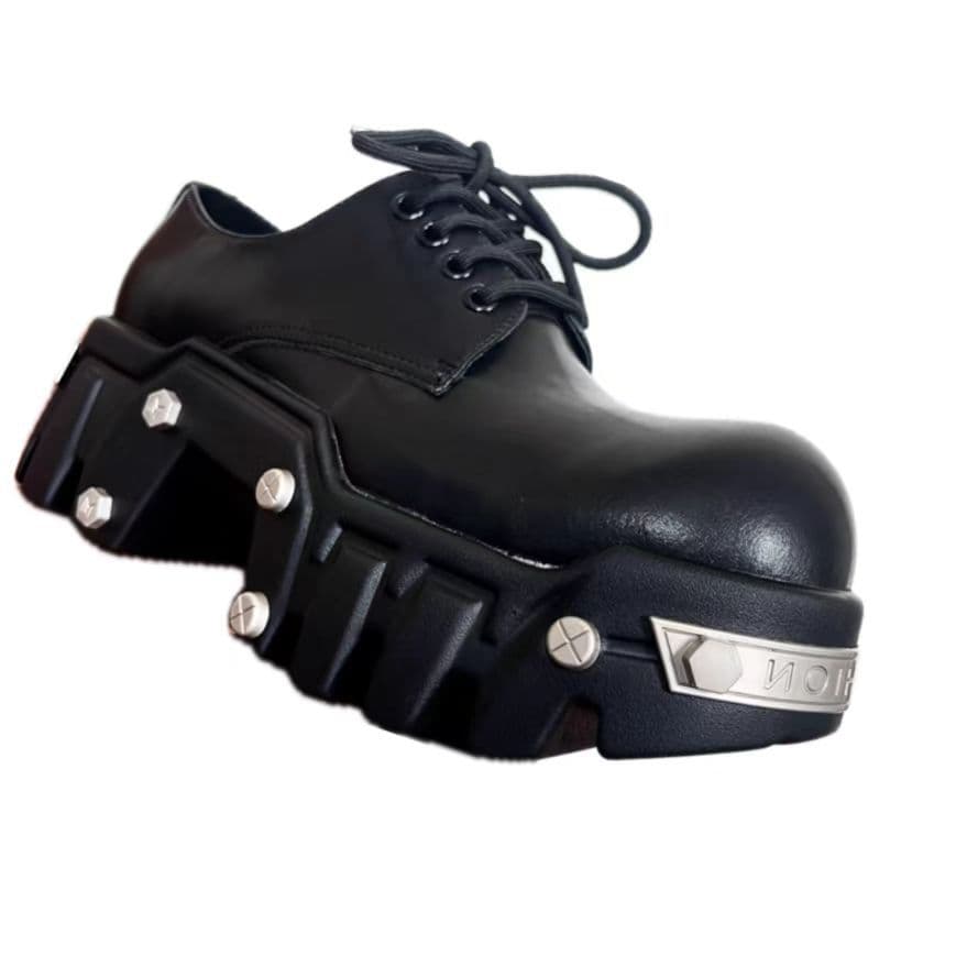 8cm higher low-top bulldozer men's thick-soled large leather shoes British Derby shoes trendy gentleman business 3