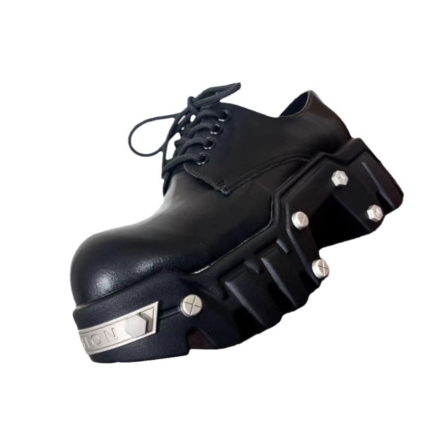 8cm higher low-top bulldozer men's thick-soled large leather shoes British Derby shoes trendy gentleman business 5