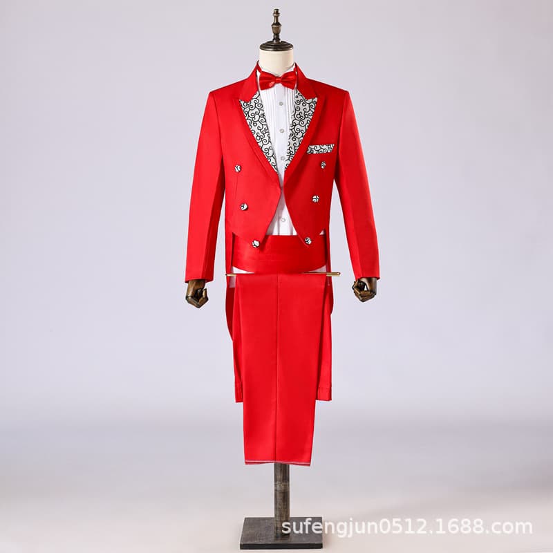 Men's dress black swallow tail clothes Christmas magic performance clothing jazz dress dance competition 2