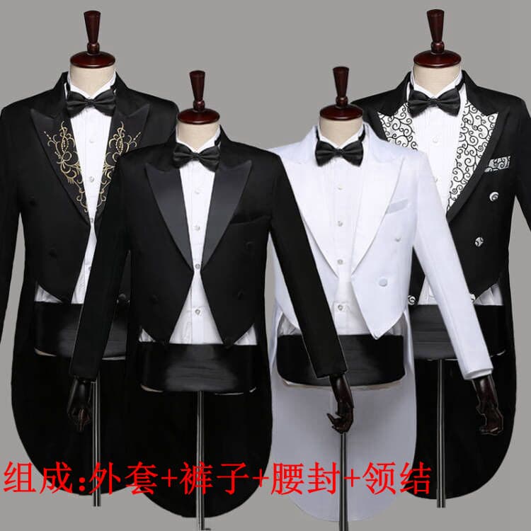 Men's dress black swallow tail clothes Christmas magic performance clothing jazz dress dance competition