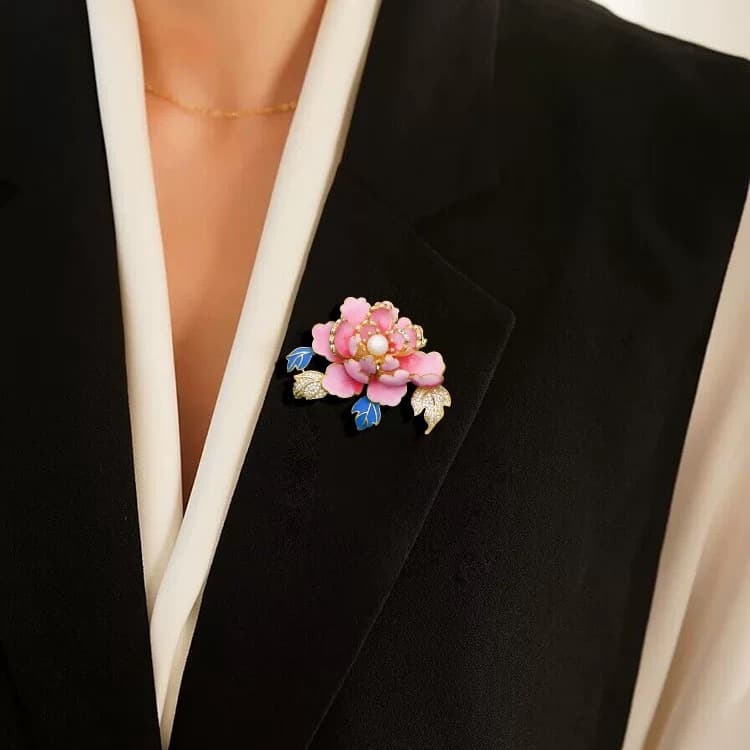 Elegant retro brooch pearl, high-end suit lapel pin, accessory, pin, flowered 4