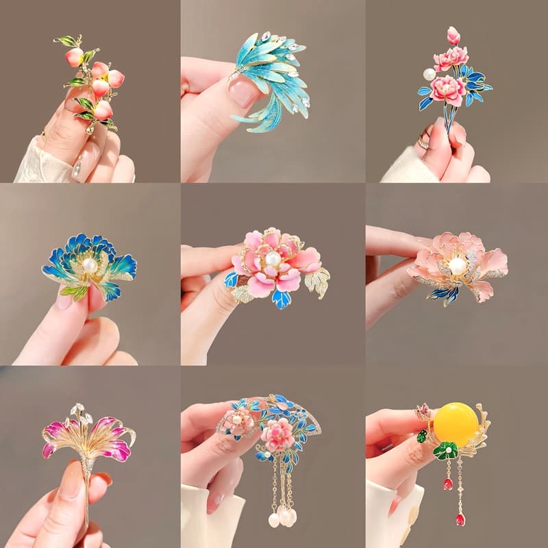 Retro brooch pearl, high-end suit lapel pin, accessory, pin, flowered