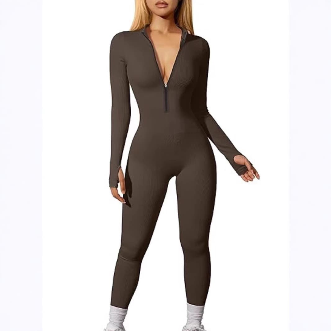 (Cross-border trading), sports overall, long-sleeve with zipper, trousers, European style, 2023, tight 2