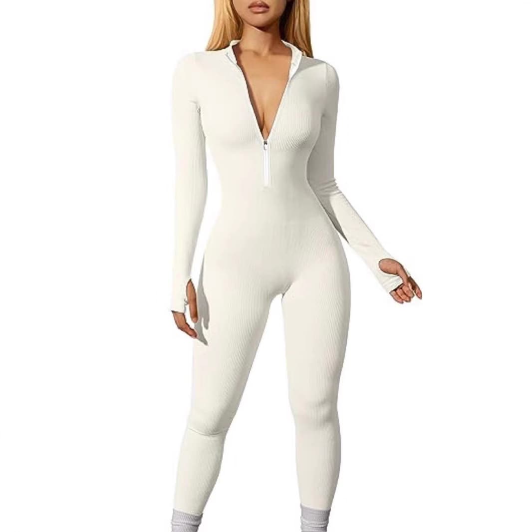 (Cross-border trading), sports overall, long-sleeve with zipper, trousers, European style, 2023, tight 1