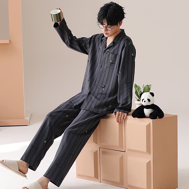 Cotton demi-season pijama, cartoon long-sleeve, set for leisure, oversize, internet celebrity 4