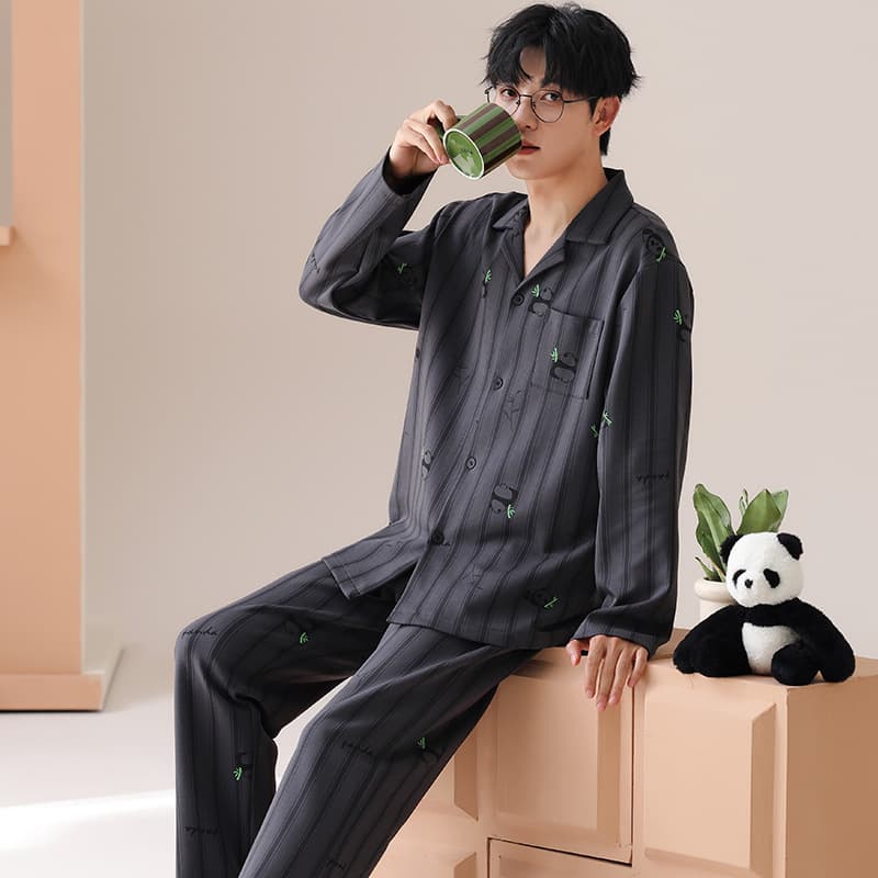 Cotton demi-season pijama, cartoon long-sleeve, set for leisure, oversize, internet celebrity