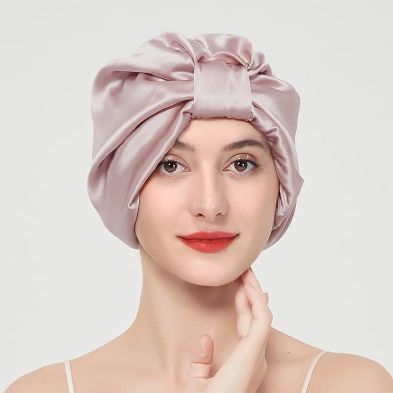 Baotou Double-layer Elastic Silk Beauty Makeup Satin Knotted Hair Care Home French Nightcap 3