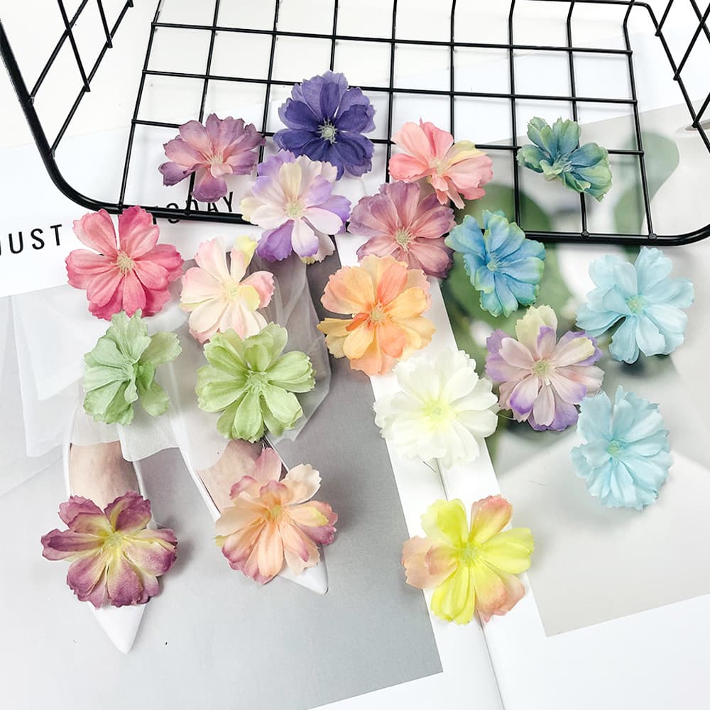 Simulated daisy flower head di plum blossom fake flower handmade headdress dress accessories material package flower umbrella small decoration 3
