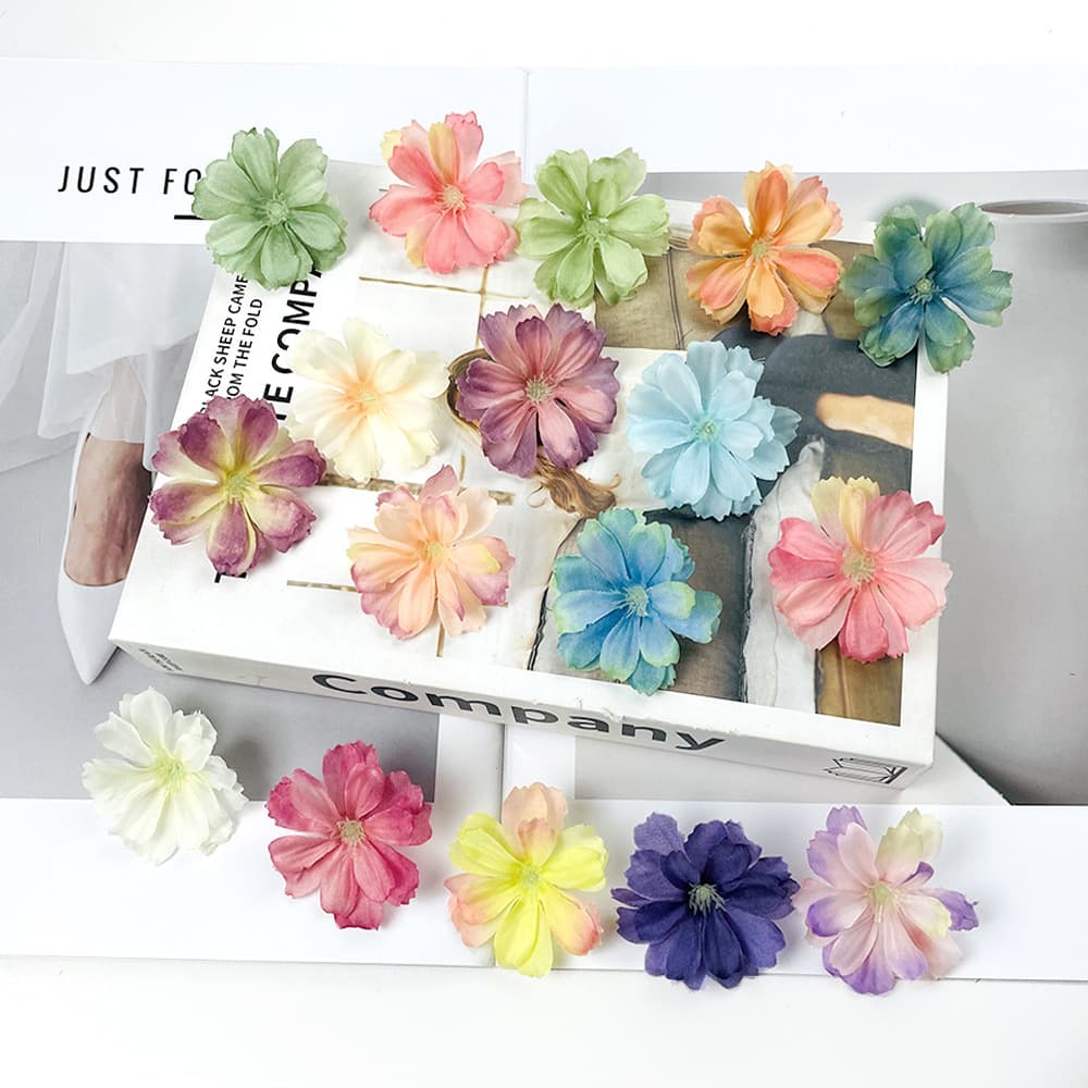 Simulated daisy flower head di plum blossom fake flower handmade headdress dress accessories material package flower umbrella small decoration 1
