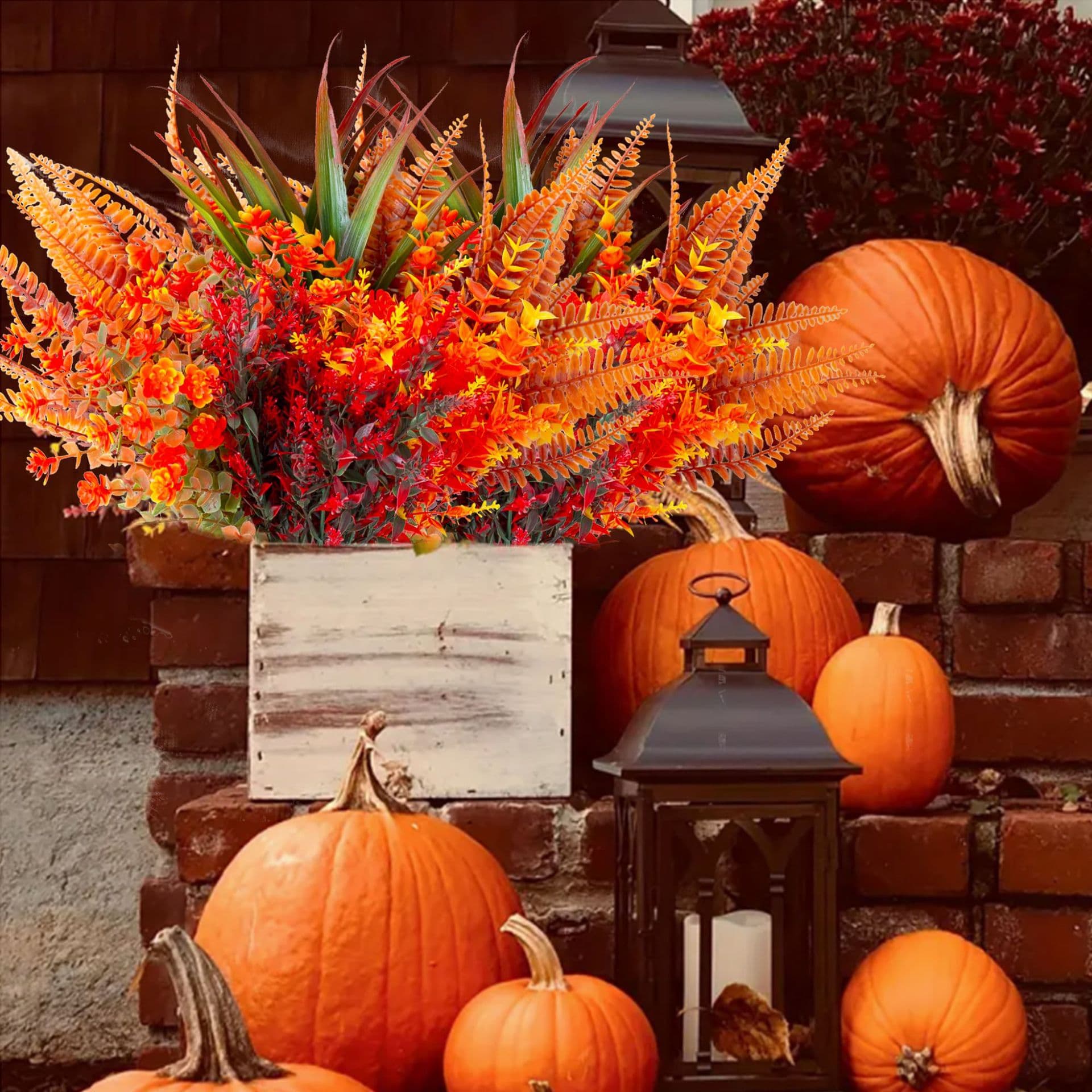 Set of 9 Artificial Autumn Flowers Window Frame Fireplace Garden Home Decor Thanksgiving Autumn Plants 3