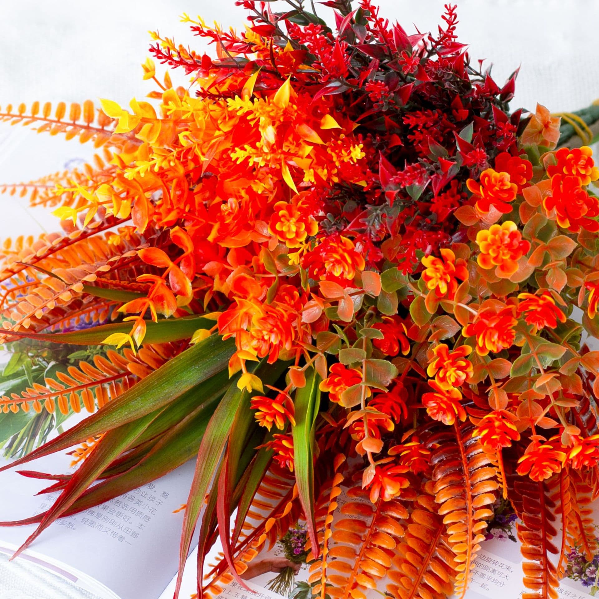 Set of 9 Artificial Autumn Flowers Window Frame Fireplace Garden Home Decor Thanksgiving Autumn Plants 4
