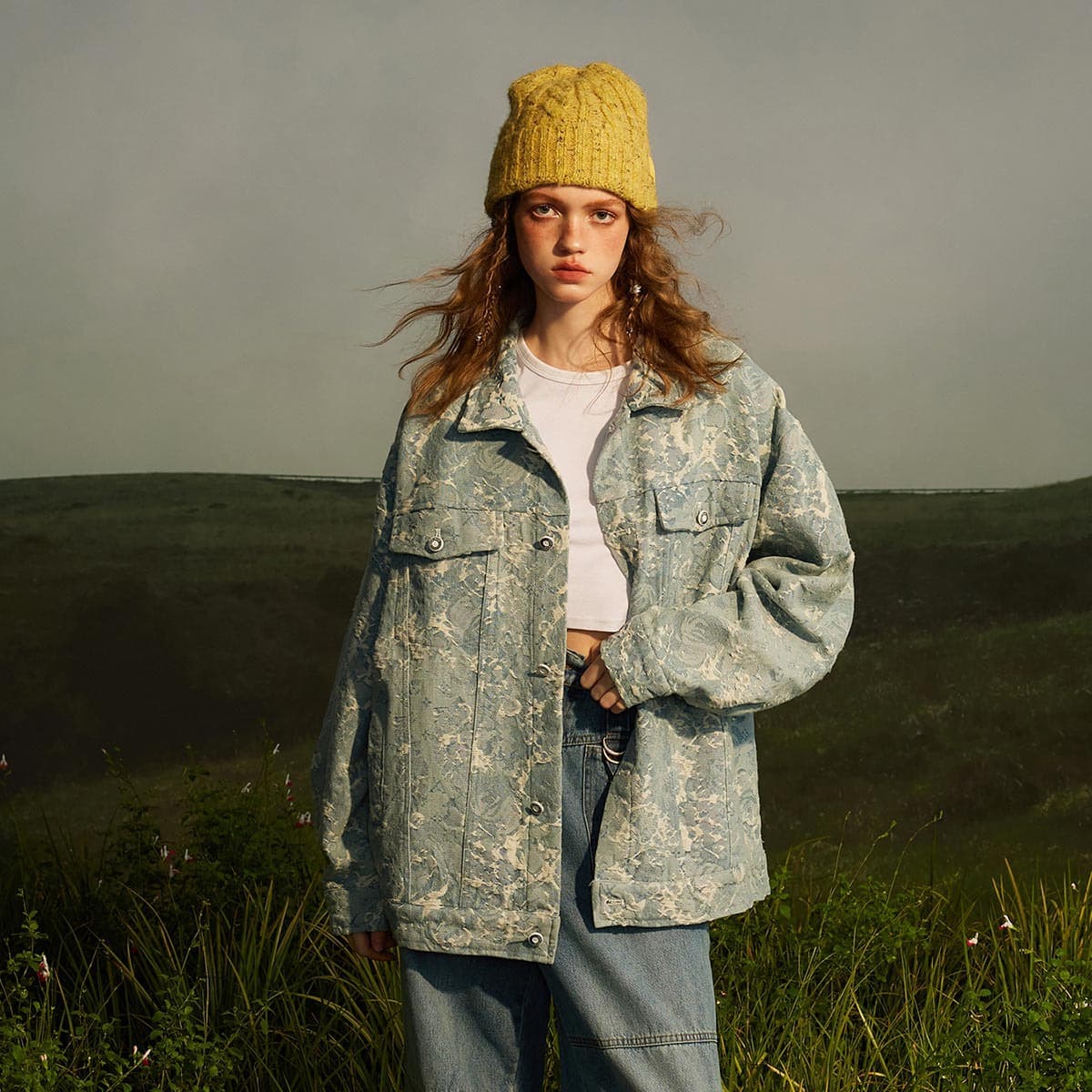 American retro denim jacket tide men and women heavy worker water washing jackets Cargo Denim Jacket 2