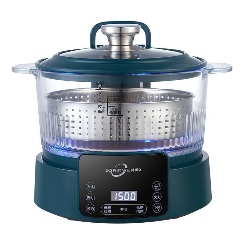 Intelligent lifting control sugar rice cooker rice soup is separated by automatic drain of water rice cooker steaming pot cooker raw cooker glass 3L 5
