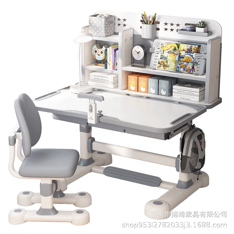 Children's desks can raise and fall primary and secondary school students to learn table graffiti desks Children's writing operation table and chair set combination 5