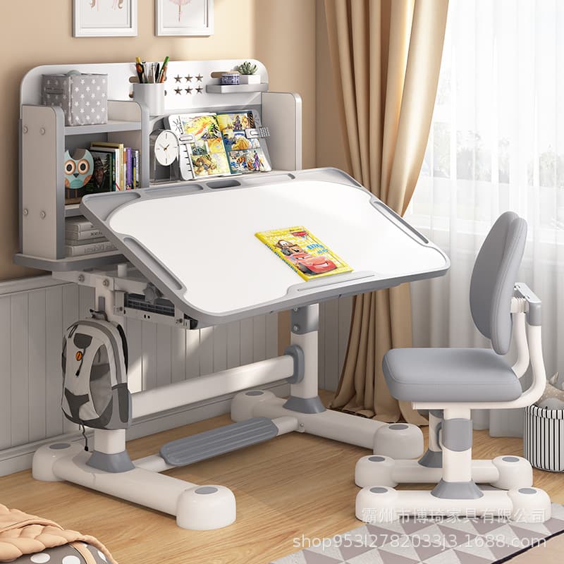 Children's desks can raise and fall primary and secondary school students to learn table graffiti desks Children's writing operation table and chair set combination 1