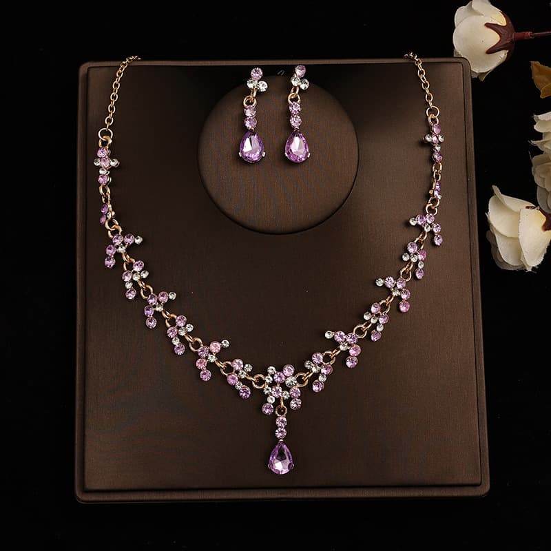 Korean necklace and earrings for bride, set, decorations, accessory, 2 piece set 3