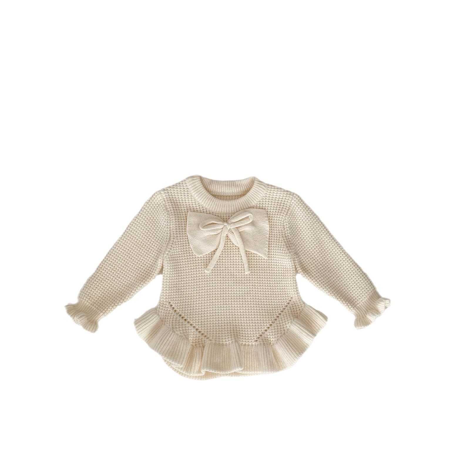 Brand autumn sweater with a round collar with bow, knitted long-sleeve girl's, western style 5