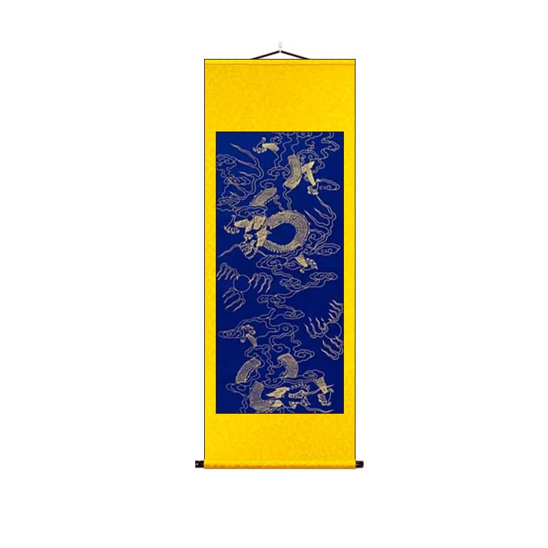Quan Jing Jing Yellow Sprinkle Golden Blue Black Black Red Black Gold Paper blank painting axis golden dragon pattern calligraphy and painting scroll scroll 5