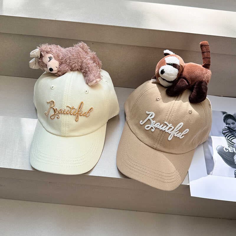 Original zoo parent-child peaked cap solid color curved brim hat cotton baseball cap candy color outing class hat curved brim hat 3