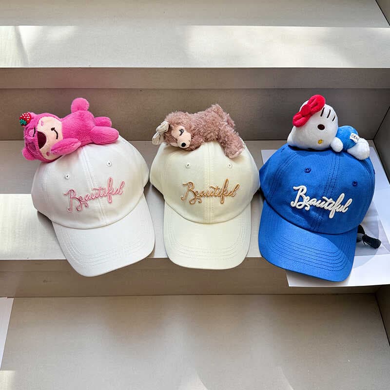 Original zoo parent-child peaked cap solid color curved brim hat cotton baseball cap candy color outing class hat curved brim hat 4
