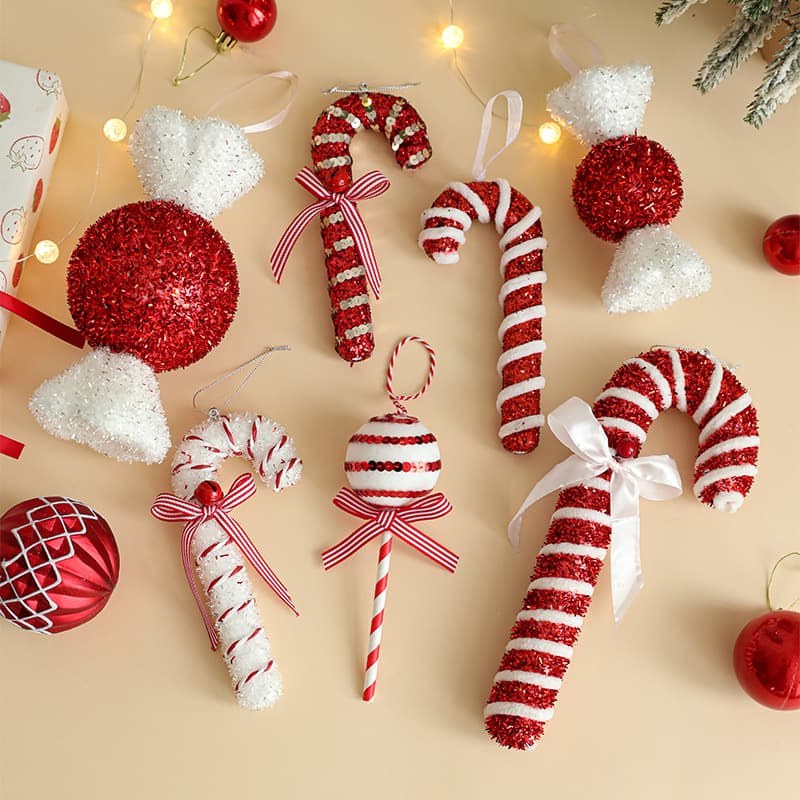 Christmas candy pendant Christmas tree decoration cane holiday scene pendant lollipop prop wave board candy model 3