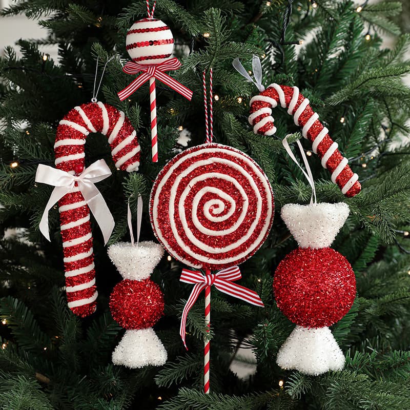 Christmas candy pendant Christmas tree decoration cane holiday scene pendant lollipop prop wave board candy model