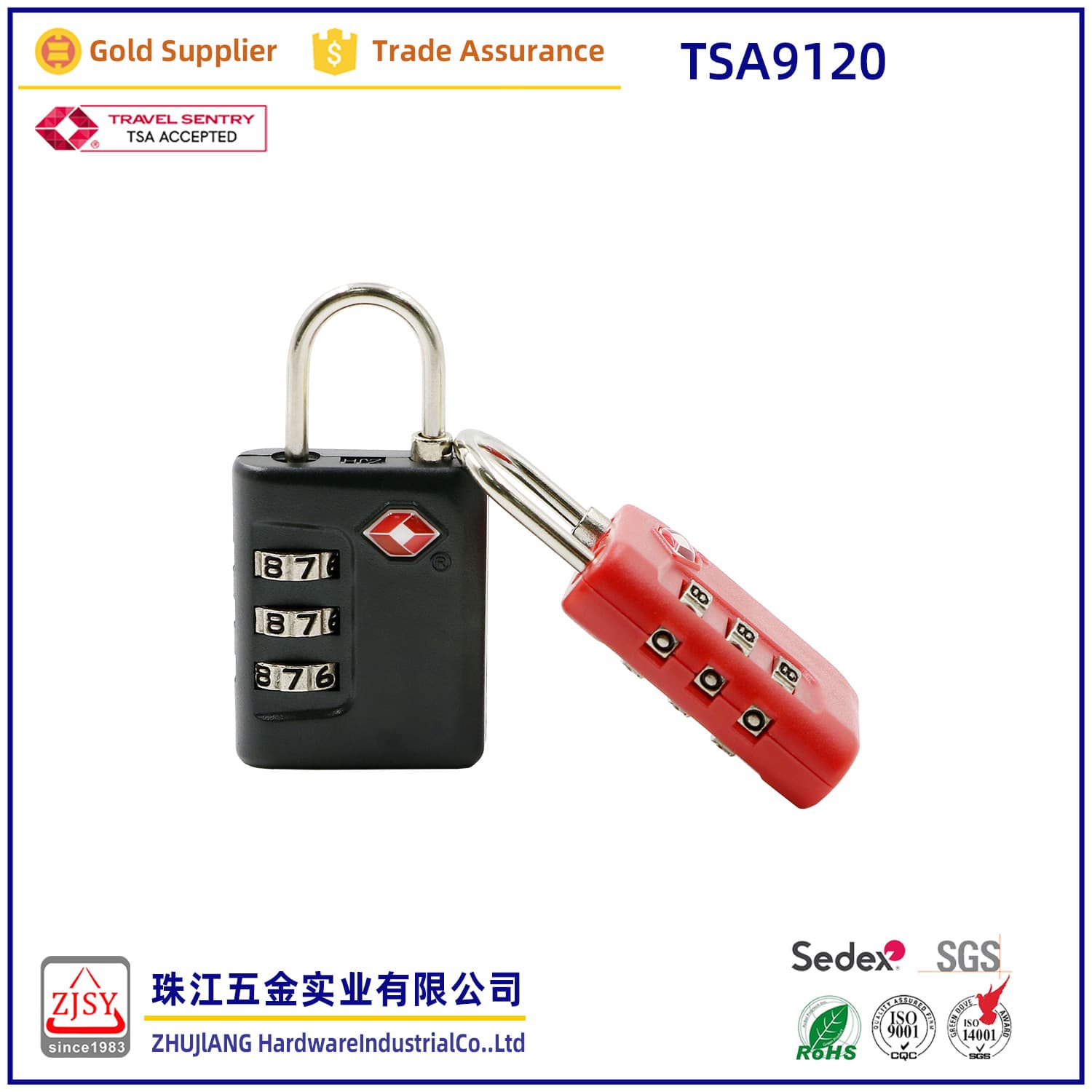 TSA password hanging lock 9120 new password customs lock travel luggage luggage container gym steel wire steel wire rope hanging lock 4