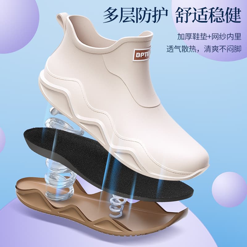 New waterproof shoes for men and women, rain boots for couples, Korean style rubber shoes, non-slip short tube, fashionable and versatile, foreign trade export 4