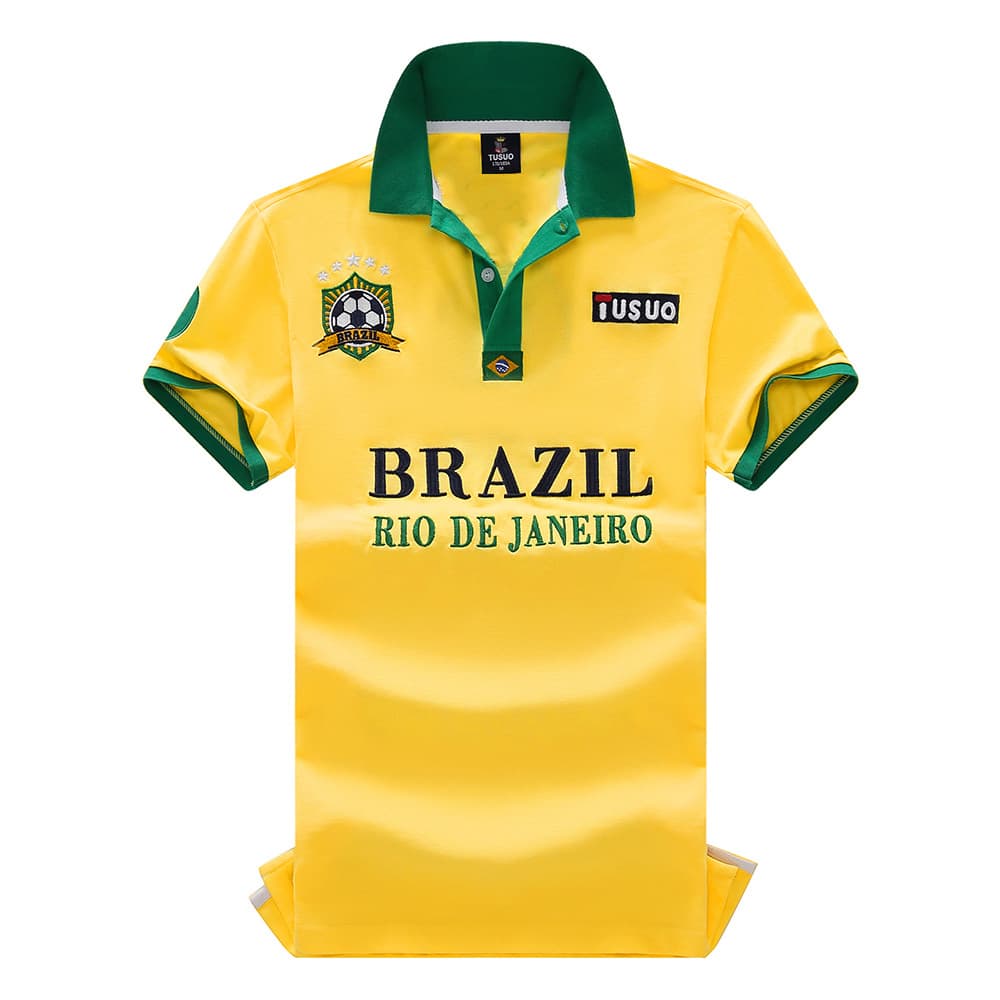 New product cross -border Brazilian fans football casual cotton embroidery big POLO shirt male Brazilian Football 5