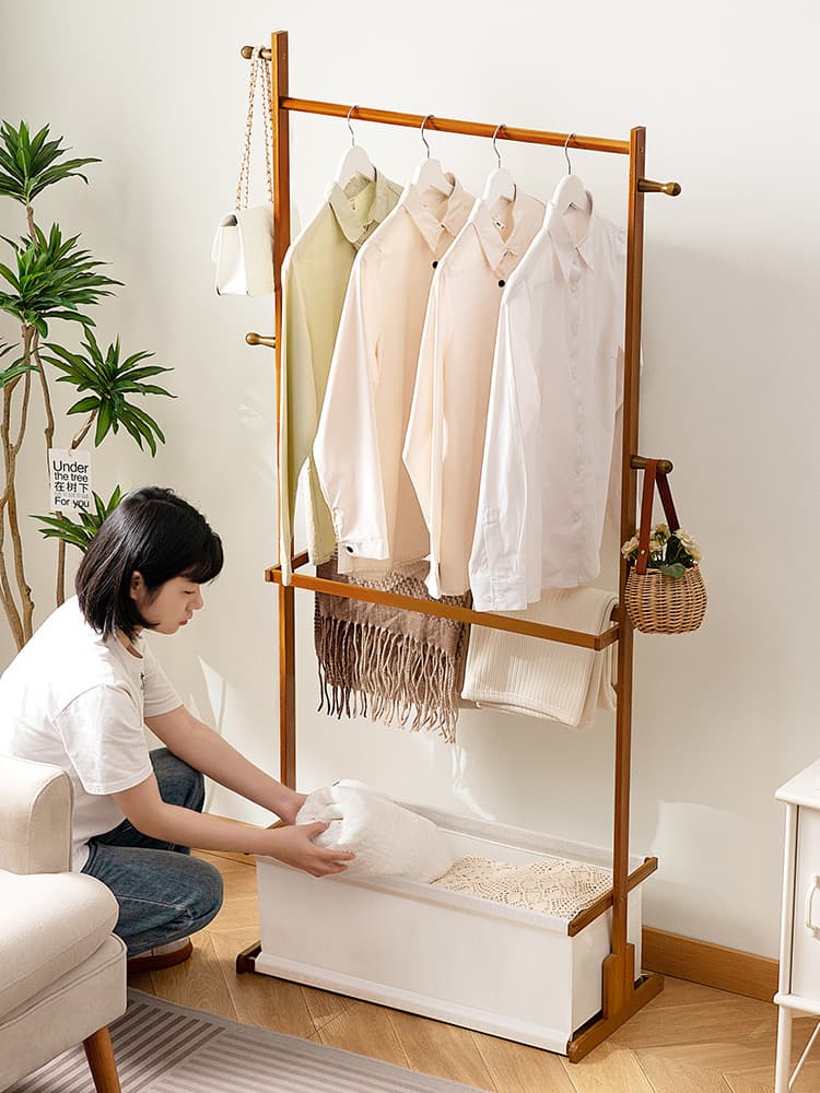 T -hanging rack floor -type cloak rack bedroom bedside bedside bedside -off clothes artifact wardrobe setting shelf to dry 4