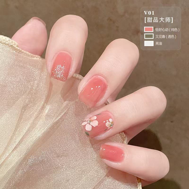 Set, detachable nail polish for manicure, 3 pieces, no lamp dry, quick dry, long-term effect, (Physicals) 3