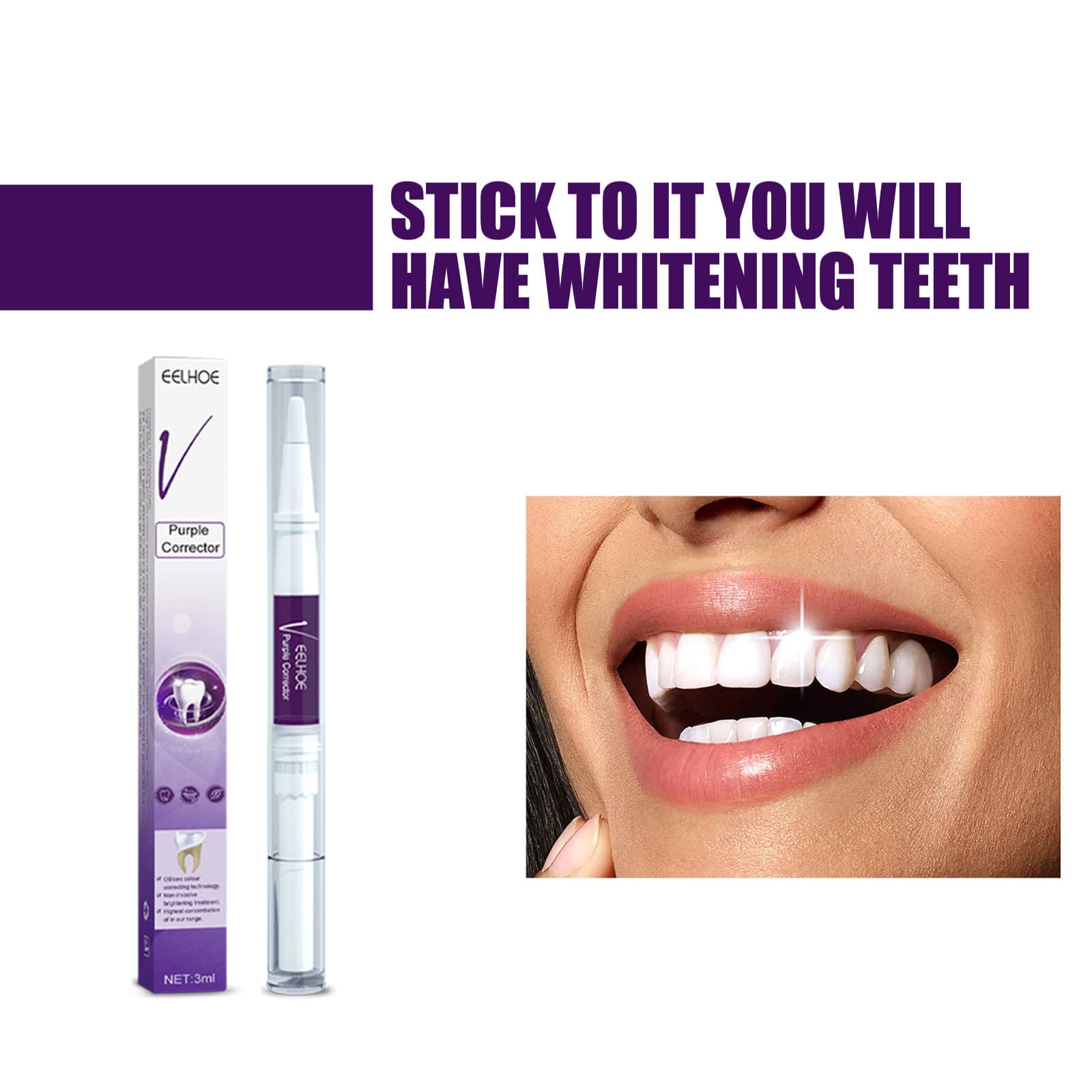 EELHOE V34 Purple Teeth Whitening Pen - Stain & Gloss Care 3