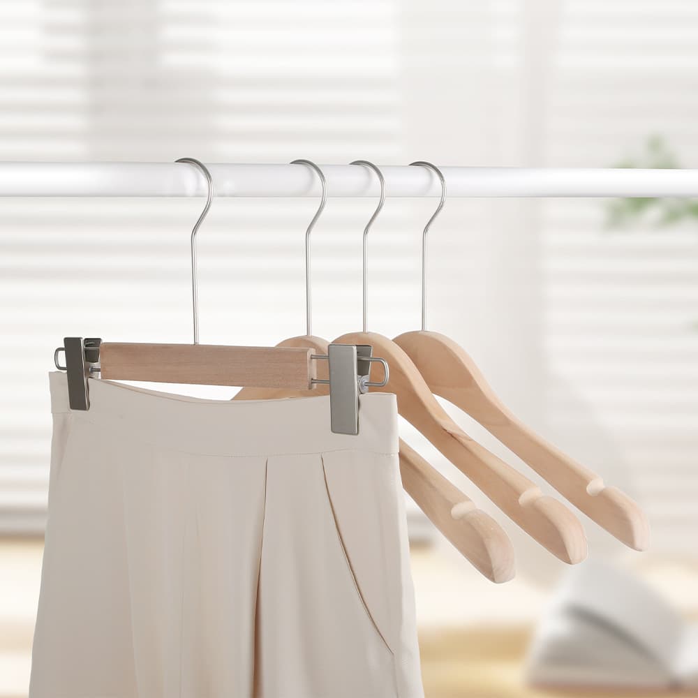 Wooden non-slip hanger for children and adults, warm jeans from natural wood, trousers, children's clothing 3