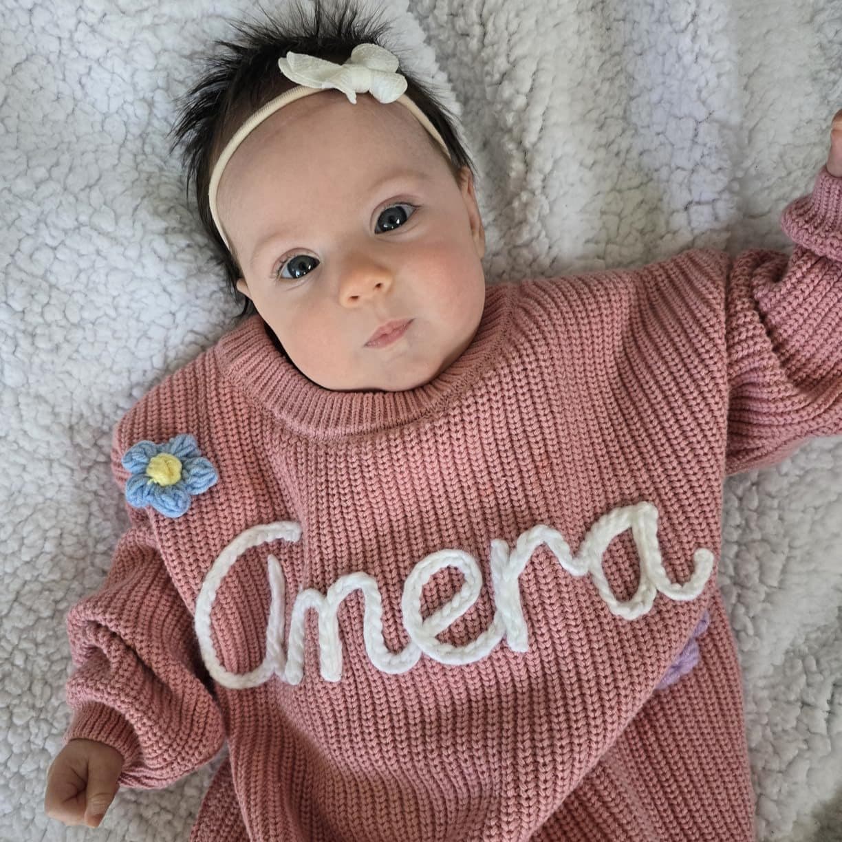 Handmade embroidery name Caixue Children's sweater, pure cotton babies embroidered, fed birthday ETSY DIY 1