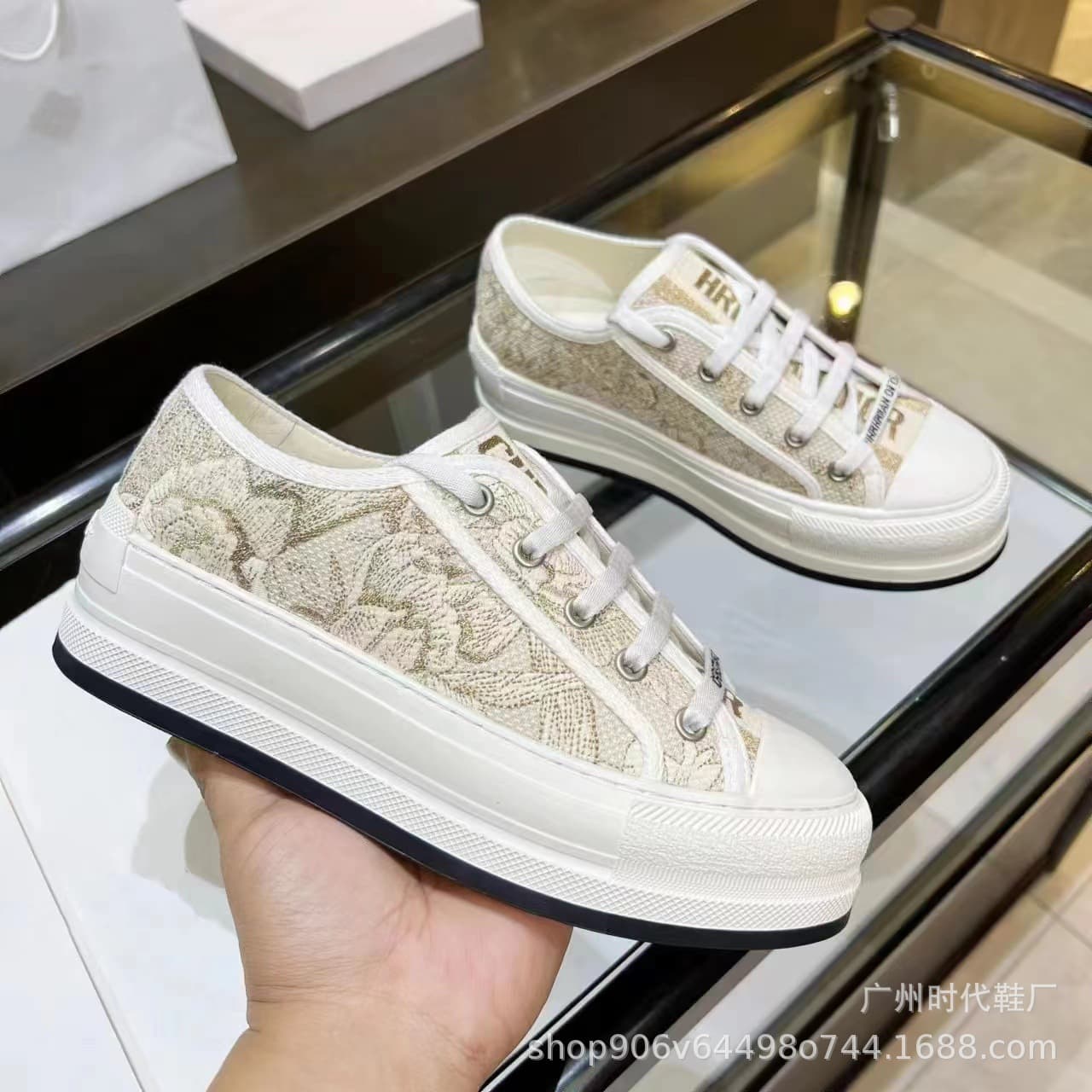 Cloth mesh white shoes for leisure, with embroidery, internet celebrity 4