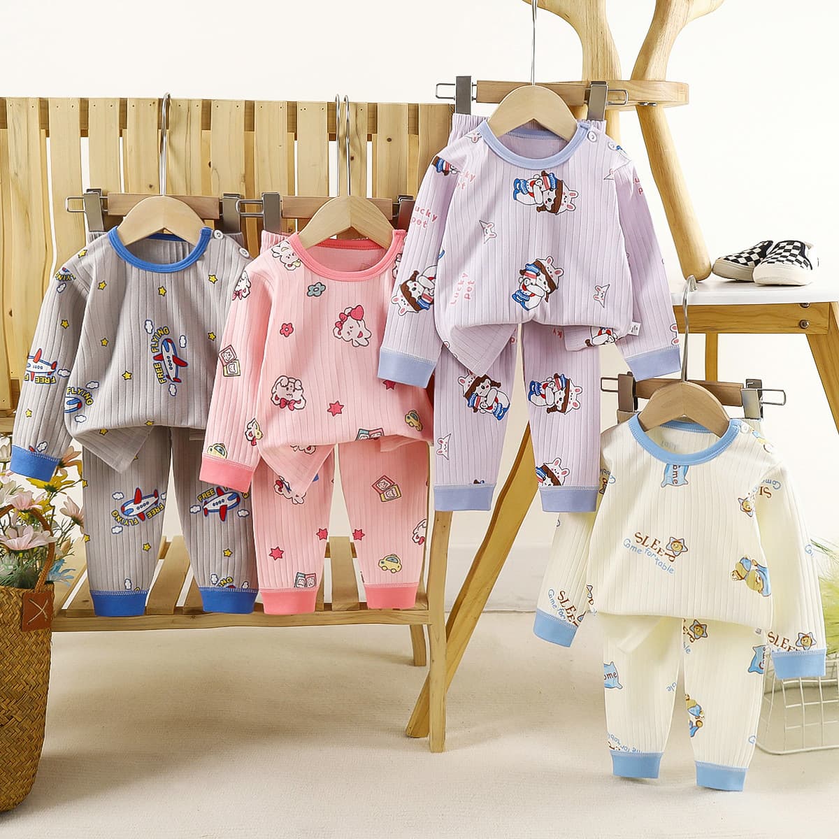 Spring children's cotton set, thermal underwear for boys, pijama, trend of season, children's clothing
