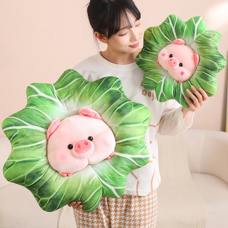 Soft glutinous q cute grain cabbage little pig fun double -sided plush doll pads doll gift Pig plush toy 3