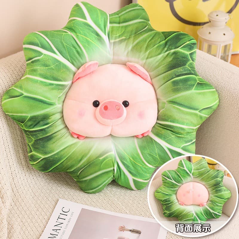 Soft glutinous q cute grain cabbage little pig fun double -sided plush doll pads doll gift Pig plush toy 4