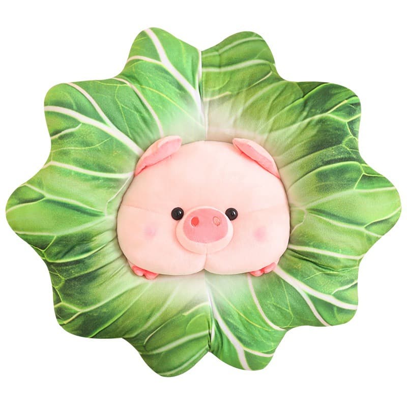 Soft glutinous q cute grain cabbage little pig fun double -sided plush doll pads doll gift Pig plush toy 1