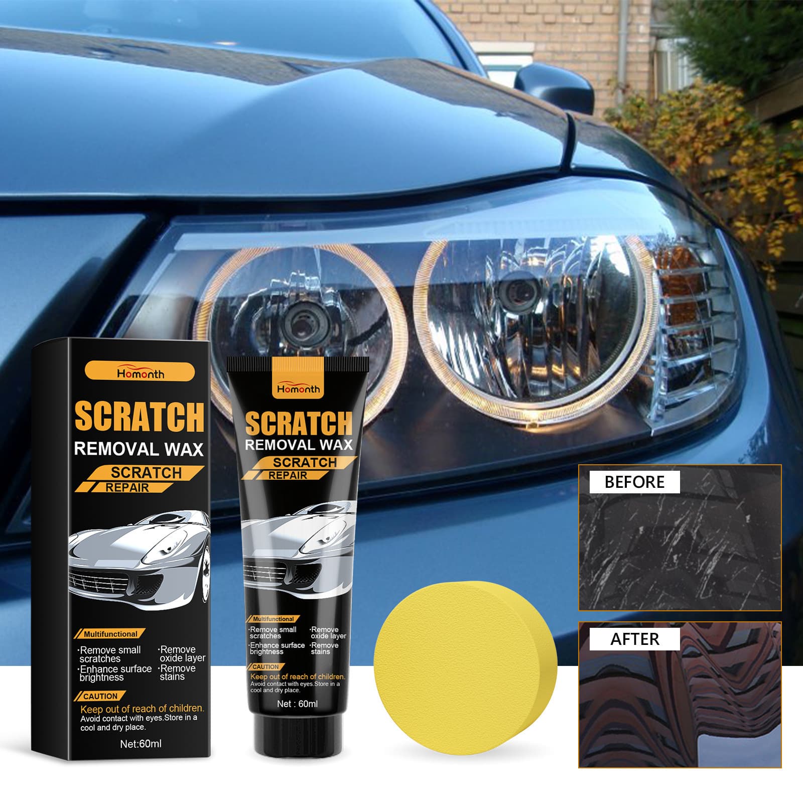 Homonth Car Scratch Cream Car Paint Fine Mark Polishing Coating Scratch Remover Renovation Care Cream