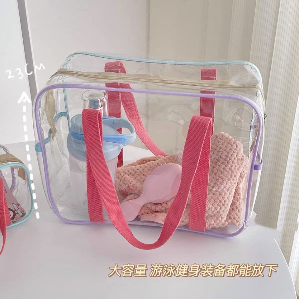 Handheld capacious waterproof cosmetic bag PVC for traveling, beach organizer bag for swimming 2
