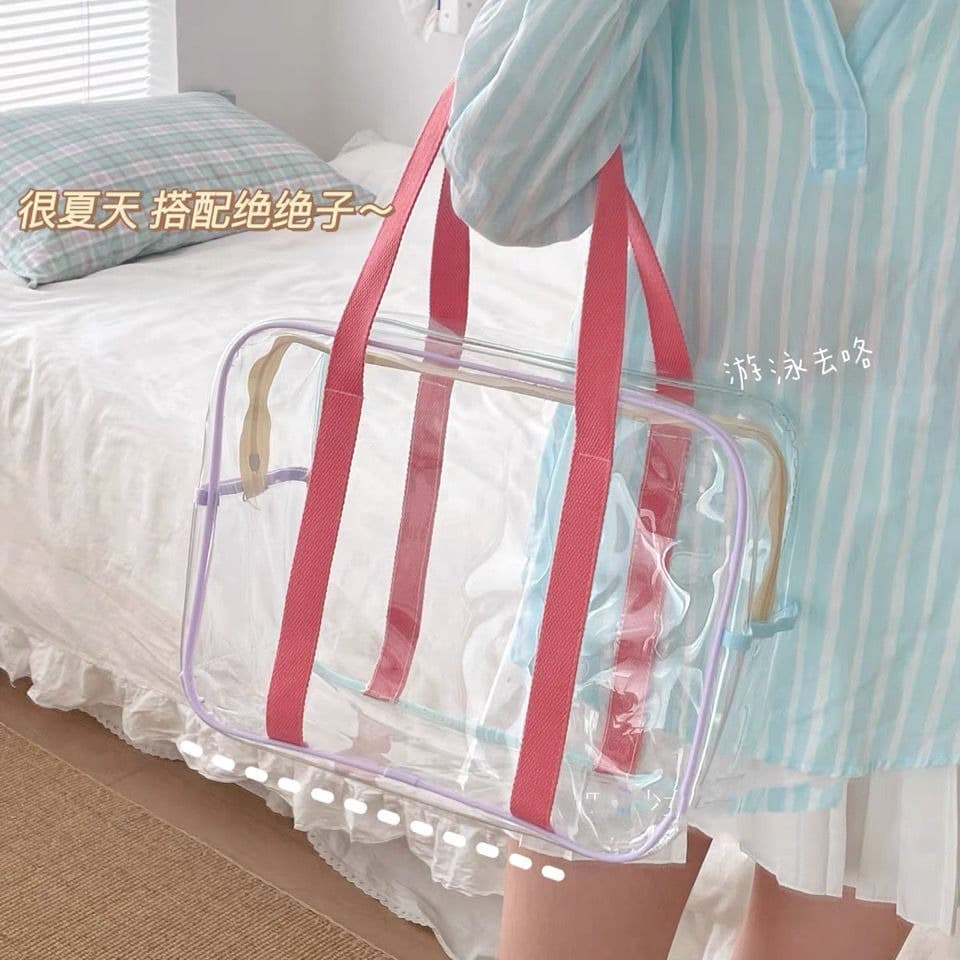 Handheld capacious waterproof cosmetic bag PVC for traveling, beach organizer bag for swimming 4