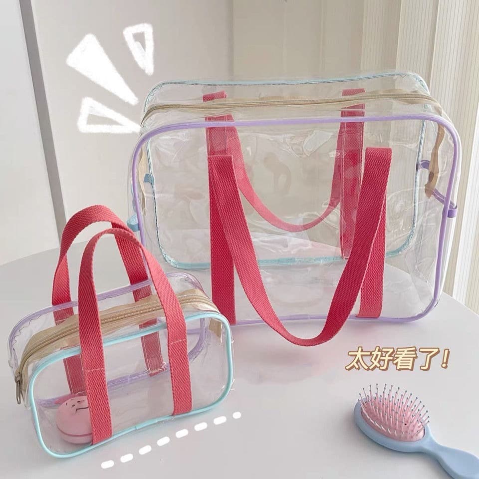 Handheld capacious waterproof cosmetic bag PVC for traveling, beach organizer bag for swimming 1