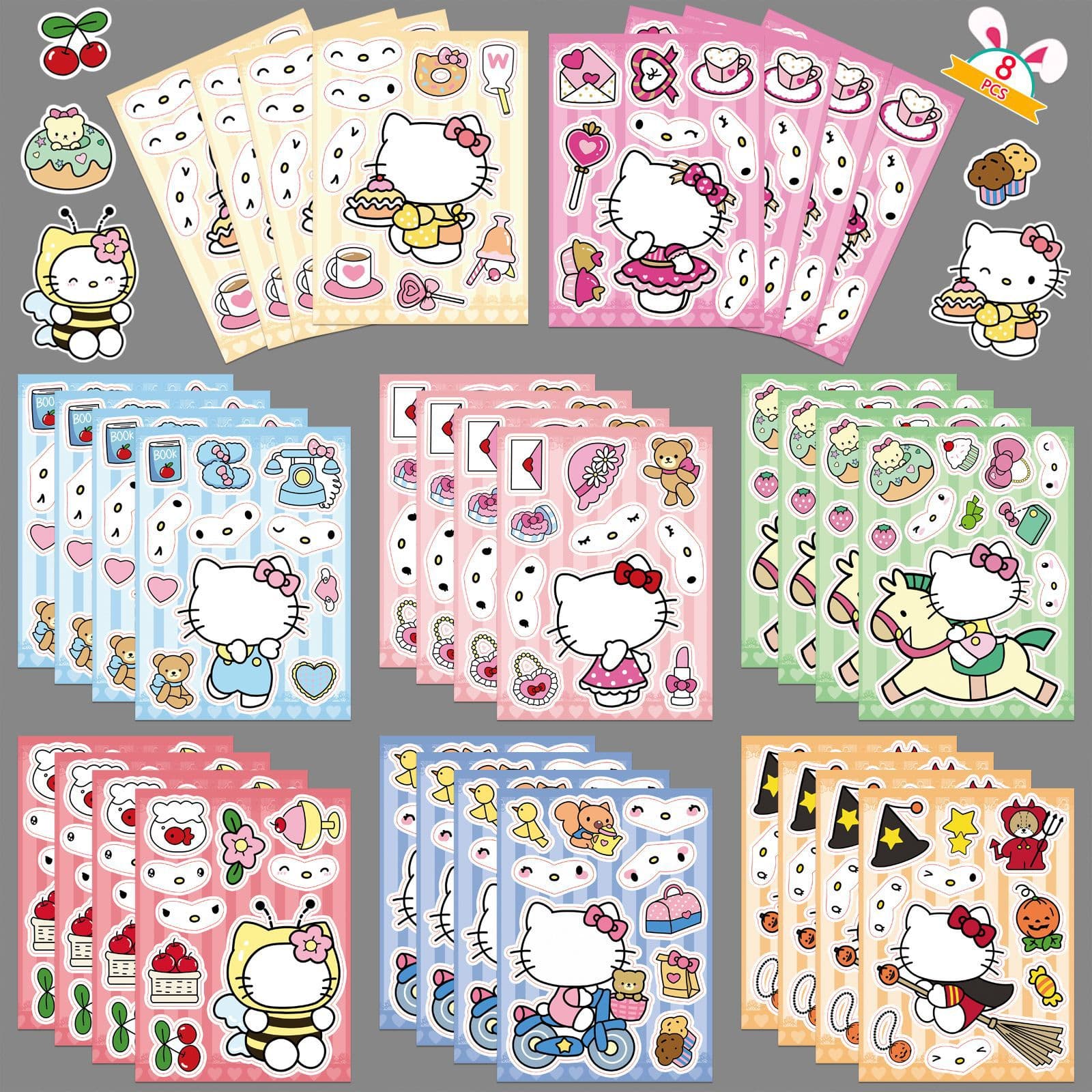 Sanrio, set, cartoon cute sticker, creative brainteaser 1
